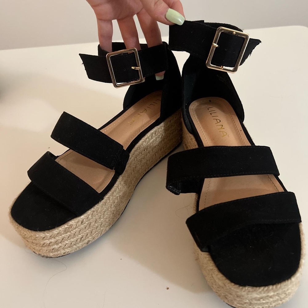 Black Platform Sandals - Size 7